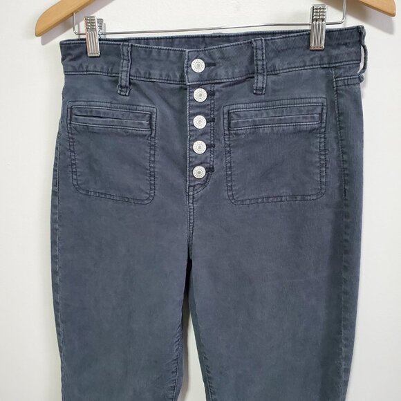 AMERICAN EAGLE Super Hi-Rise Flare Leg Corduroy Pants 30" Stretch Grey Women's 8 - Picture 5 of 15